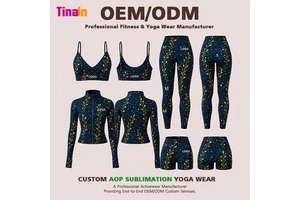 OEM ODM Custom Private Label Activewear Manufacturer DTG Printing Botanical Print Fitness Wear Women's Workout Pilates Yoga Set