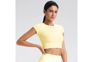 Breathable for Yoga Wear Sports Top Women Tight-fitting Solid Color Fitness Cropped Casual Top