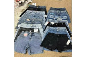 2.15 Dollar Model FYK062 Shorts Size M-2XL Ladies Casual Summer Mid Waist Stretchy Denim Jean Women's Shorts for Women