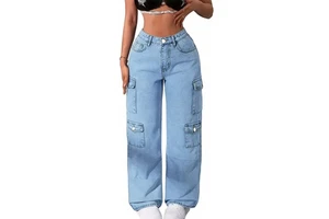 Women Mid Waist Regular Fit Tight Denim Jeans Streetwear Casual Blue Quick Dry Eco-Friendly