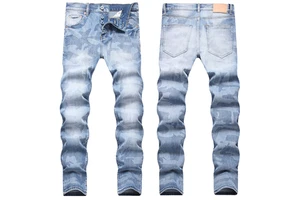 European-American Style Trendy Cross-border Foreign Trade Jeans for Men. High Street Stretch Tie-dye Craftsmanship Jeans.
