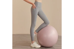 Side Pocket Seamless Yoga Pants Women High-Waisted Tummy Control Butt-Lifting High-Elasticity Spandex/Nylon Ankle-Length