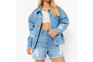 Top Selling Custom Made Women's Vintage Summer Denim 2-Piece Casual Shorts Set Solid Pattern Eco-Friendly Daily Wear