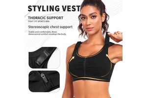 Front Zipper Adjustable Shoulder Strap Wireless Shaper Plus Size Sexy Workout Custom Logo Sports Bra for Women Sport Bra