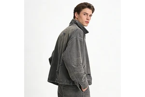 Wholesale High-quality Men's 100% Cotton Denim Jackets Vintage Wash Cut Craftsmanship Heat-transfer Printed Popular Street Style
