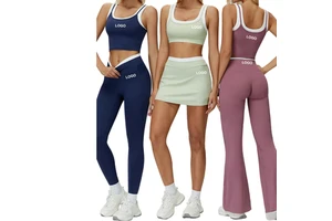 Custom High Quality Solid Tie-Dye Conjunto De Yoga Set Women Ribbed High Waist Seamless Polyester/Nylon Activewear Gym Fitness