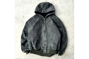 Men's Casual Winter Jackets Custom Thick Blank Oversized Washed Distressed Canvas Black Denim Winter Jacket Men With Zippers