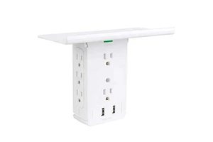 8 Port Surge Protector Wall Outlet Plug Nema 5-15P&5-15R Standard Grounding White ABS Box 15A 125V 100% Copper Wire