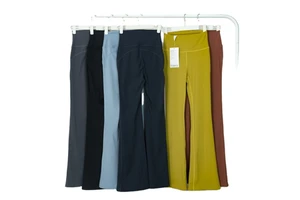 New Women's High Waist Breathable Summer Knitted Bell Bottom Gym Nylon Spandex Full Length Flare Leggings