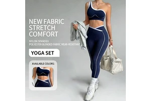 Custom Nylon Spandex High Waist Butt Lift Quick Dry Color Block 2 Piece Yoga Set with Sports Bra for Gym Yoga Workout Pilates