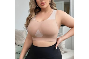 Women's Plus Size High Support Strapless Sports Bra Removable Pads Spandex/Nylon Material Breathable Holes Sweat-Absorbing