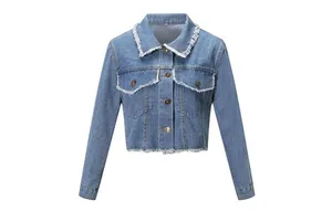 Custom Womens Denim Jacket Womens Outerwear Denim Jacket for Women Denim Shirts Wholesale
