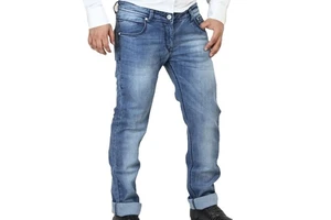 Wholesale Formal Men's Straight Cut Jeans Custom Logo Green White 100% Cotton Washed Plus Size Pockets Mid Waist