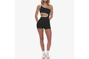 Customized One Piece Hollow Out Sport Jumpsuit Simple Female Fashion Lines Sports Backless Yoga Jumpsuit for Woman