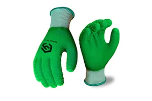 Construction Gloves Wholesale Industrial Safety Gloves 13 Gauge Green Latex-Coated CE Certified Anti-Slip Cold Resistant Gloves