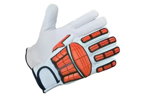 TRILACE Heavy Duty Mechanic Safety Gloves Cowhide Grain Leather Latex Coating Anti-Impact Waterproof Heat Resistant Safety