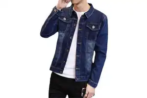 Wholesale Stylish Men's Winter Denim Jacket Letter Pattern Front Logo Customization Breathable Cotton Blend High Quality Bulk
