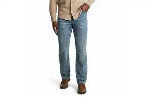 Men's 100% Cotton Plus Size Slim Fit Light Blue Denim Jeans Stonewashed High Street 5 Pockets Casual Straight OEM Available