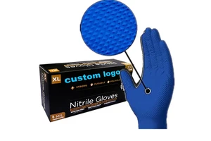 Blue Industry 8 Mil Mechanic Diamond Texture Latex-Free Food Service Gloves XL Anti-Slip Industrial Heavy Duty Disposable
