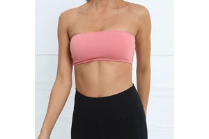 Women's Summer Bandeau Crop Nude Feeling Tube Top Bra Strapless Padded Gym Yoga Bralet