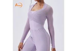 Aoyema Popular Sexy Lightweight Yoga duster Long Sleeve for Summer Quick Dry tank Top Breathable comfort Sportswear Yoga Top