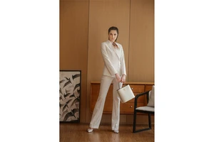 Manufacturer Wholesale Custommade Business Designer Women's Suit Wool Material Pleated Plus Size Breathable-Bespoke Women's Suit