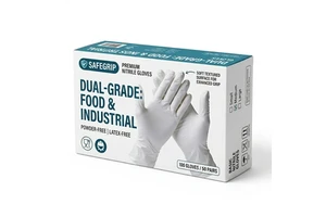Brillink White Disposable Nitrile Gloves Latex-Free Silicone-Free Powder Free Non-Sterile Customizable Textured Fingers Safety