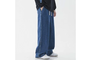 Men's Loose Fit Hip Hop Jean Joggers Streetwear Biker Baggy Denim Pants With Stylish Printed Cargo Baggy Jeans
