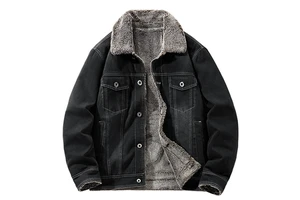Men's High Quality Custom Denim Jeans Jacket With Wool Lining Thermal Warm Jeans Jacket Overcoat Casual Jeans Jacket for Men's