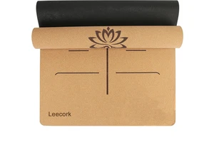 LEECORK Custom Design Biodegradable Natural Cork Yoga Matte Non Slip Yoga & Pilates Recycled Rubber Cork Yoga Mat