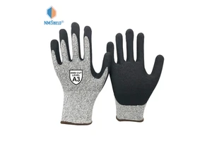 NMSHIELD Ansi Cut A3 Cut Resistant Sandy Nitrile EN388 Cut Level 5 Safety Construction Industrial Work Gloves