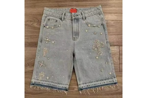 Wholesale Knee Length Straight Loose High Street Wear Shorts Men Denim Short Pants Male Casual Custom Denim Shorts For Men
