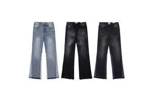 Hot Sale Men's Casual Flared Denim Trousers Stitching Retro High Street Blue Jeans