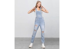 Women's New European and American Ripped Denim Overalls Destroyed Jeans Jump Suit for Summer Casual Style-Wholesale