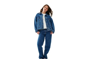KY Women's Denim Jacket and Jeans Set Vintage Button up Jacket with Mid Rise Straight Leg Pants Fall Wholesale Custom