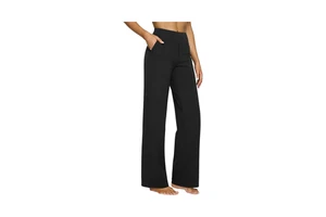 G4Free EverGoing Breathable Yoga Pants Women Wide Leg Color Blocking Full Length High Waist Stretch Dress Casual Sweatpants
