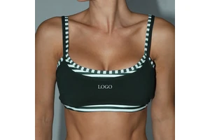 OEM Custom Manufacturers Super Softer Adjustable Straps Scoop Neck Double Layer Sports Bra for Women