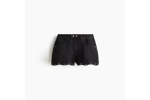 Custom high Quality Women High Waist Denim Shorts Scallop Hem Jean Shorts with Rivet Detailing Casual Summer Streetwear Fashion