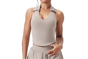 Breathable Turn-Down Collar Sports Bra Seamless Yoga Top for Running, Gym & Outdoor Fitness