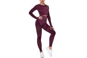 Custom Women's Yoga Suit Solid Pattern Sport Clothing Plus Size Workout Sets Wholesale Bulk Availability Women's Activewear
