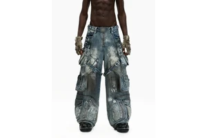 HaiYao Custom Men Vintage Wide Leg Denim Jeans Washed Streetwear Cargo Style OEM ODM Supply Stretch Heavyweight Jeans Men Jeans