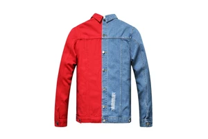 Hot Selling Reversible Denim Jacket Long Sleeve Down Collar Two Tone Jeans Jacket Men Denim jacket for men 2025