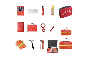 Fire Emergency Bag | 5/6/8/10-Piece Fire Safety Kit Fire Extinguisher Escape Blanket Gas Mask-Portable Steel Construction for