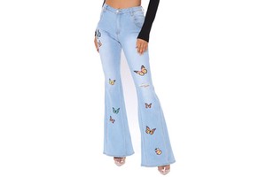 Trade Women's Fashion Wide Leg Ripped High Stretchy Versatile Jeans