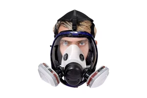 CE Approved Silicone Full Face Anti-Gas Mask Spherical Design Dust & Chemical Protection Large Field View Reusable 3-Layer