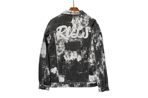 Wholesale Men's Denim Jacket Winter Stand Collar Casual Button-Up Oversize 100% Organic Cotton High Quality