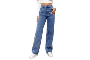 2024 Summer Spring Fashion New Women's High Waist Washed Pure Color Long Casual Basic Straight Leg Long Jeans