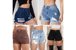 Used Women's Denim Shorts Jean Shorts Women 2025 Apparel Stock New Arrival Buy Bulk Item for Resell
