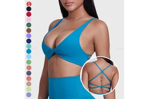 Wholesale Sexy Activewear Workout Front Twist Gym Bra Running Fitness Thin Straps Cross Back High Quality Sport Bra