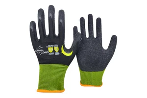 SRsafety 18 Gauge Black ANSI Anti Cut Gloves EN388 Crystal Knitted Crinkle Latex Coated Work Gloves Construction Gloves